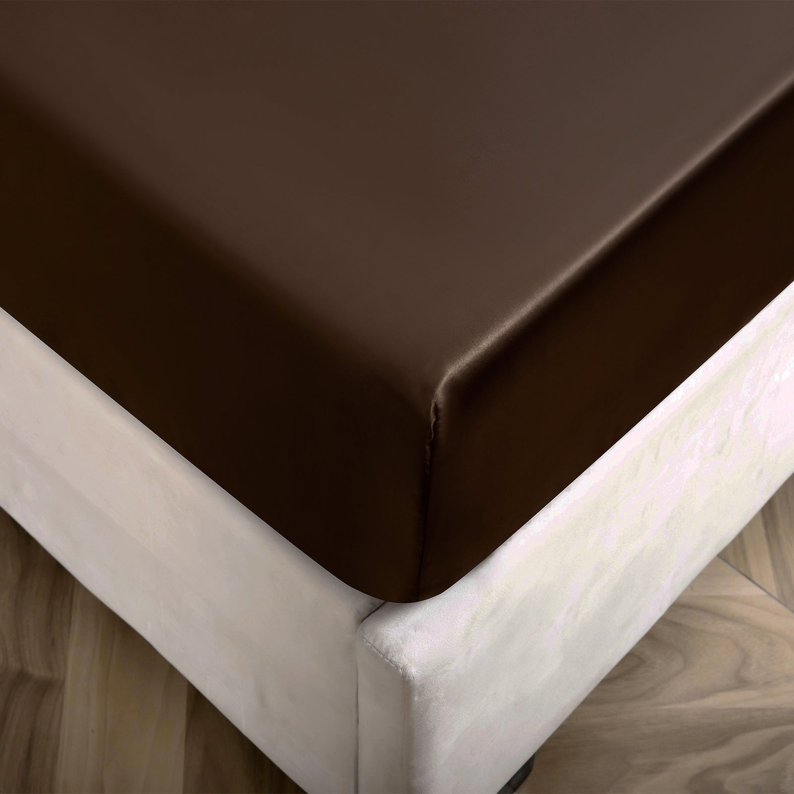 Solid Color Satin Imitation Silk Fitted Sheet - Calm Cloud Bedding